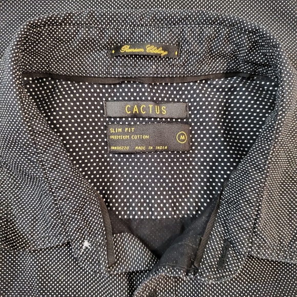 Cactus Slim Fit Micro Dot Print Long sleeve Button Down Shirt - Picture 8 of 9